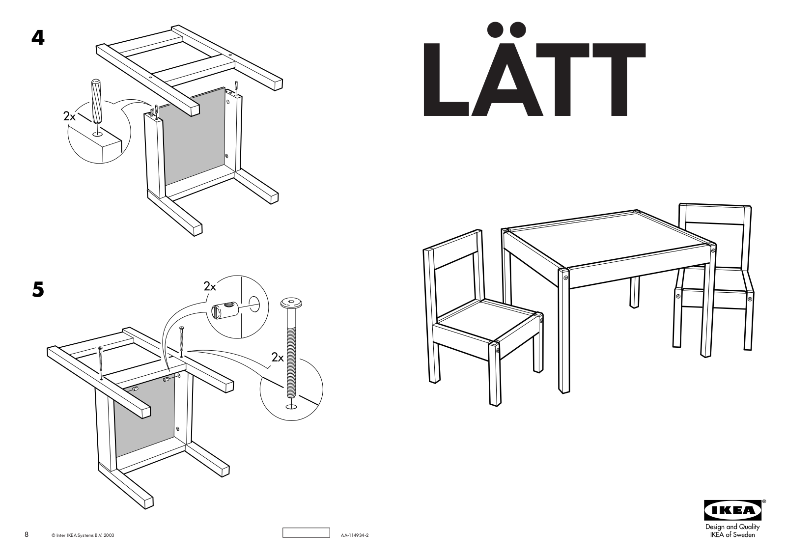 IKEA LÄTT TABLE W/ 2 CHAIRS User Manual