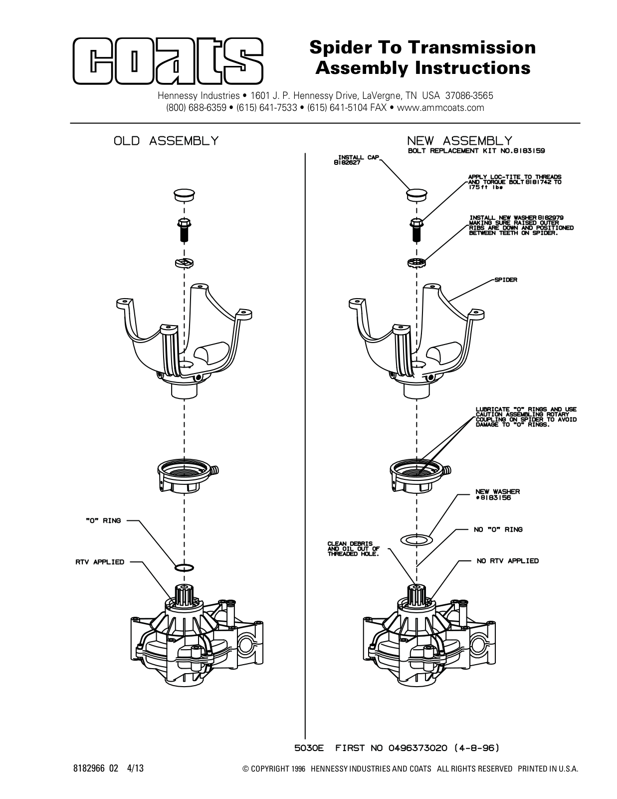 COATS Spider To Transmission Assembly User Manual