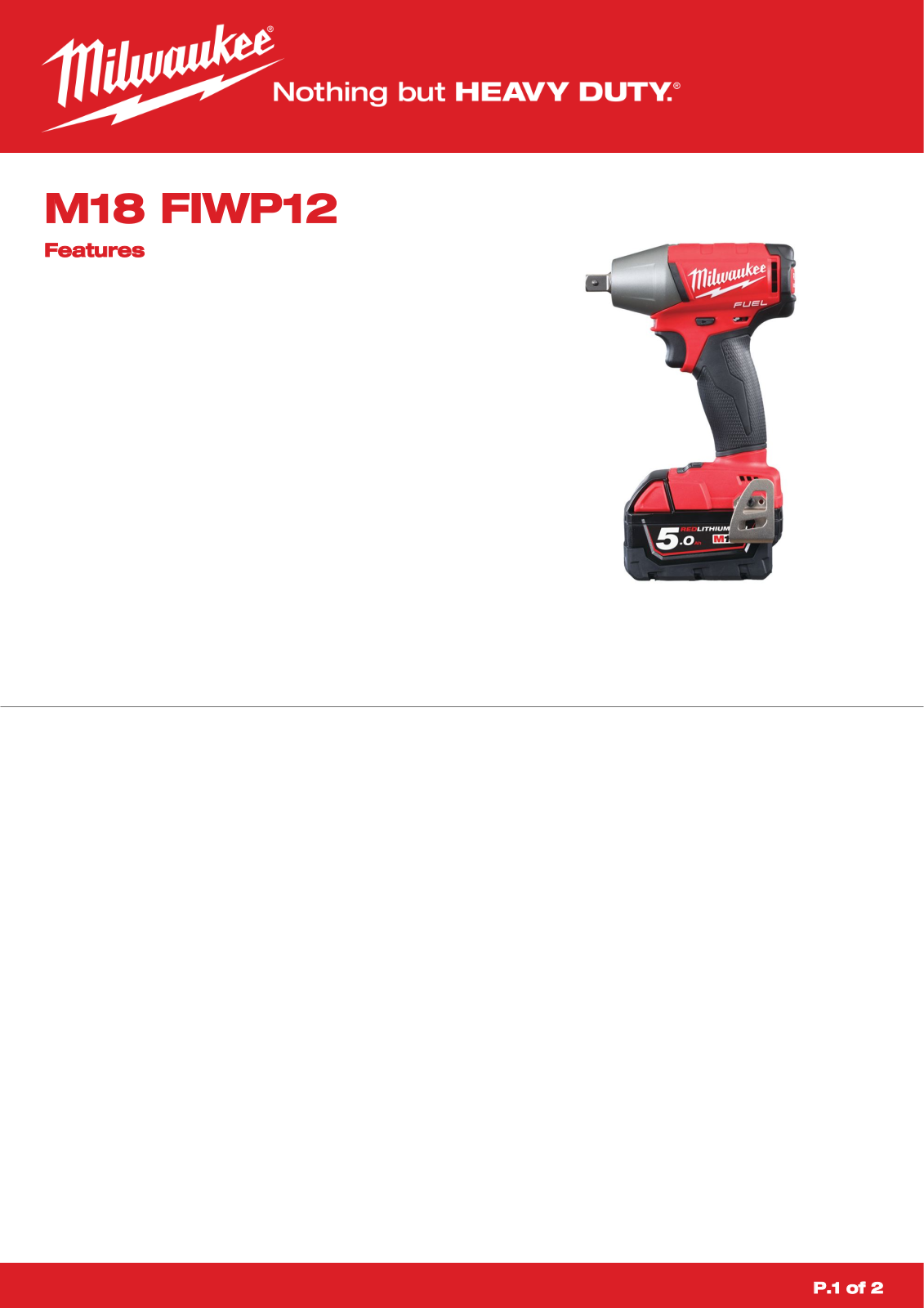 Milwaukee M18 FIWP12-0 User Manual