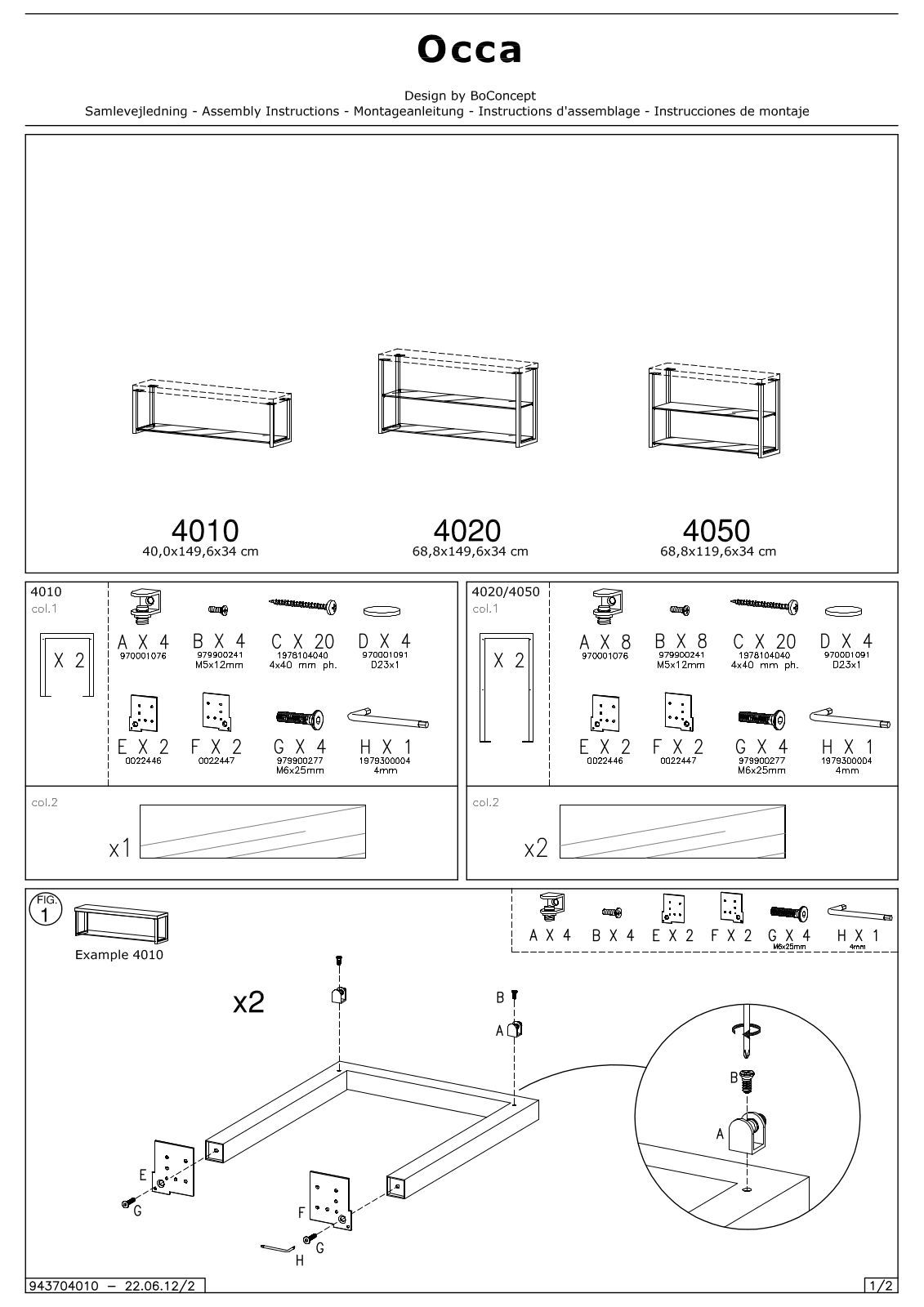 BoConcept 4050, 4020 Assembly Instruction