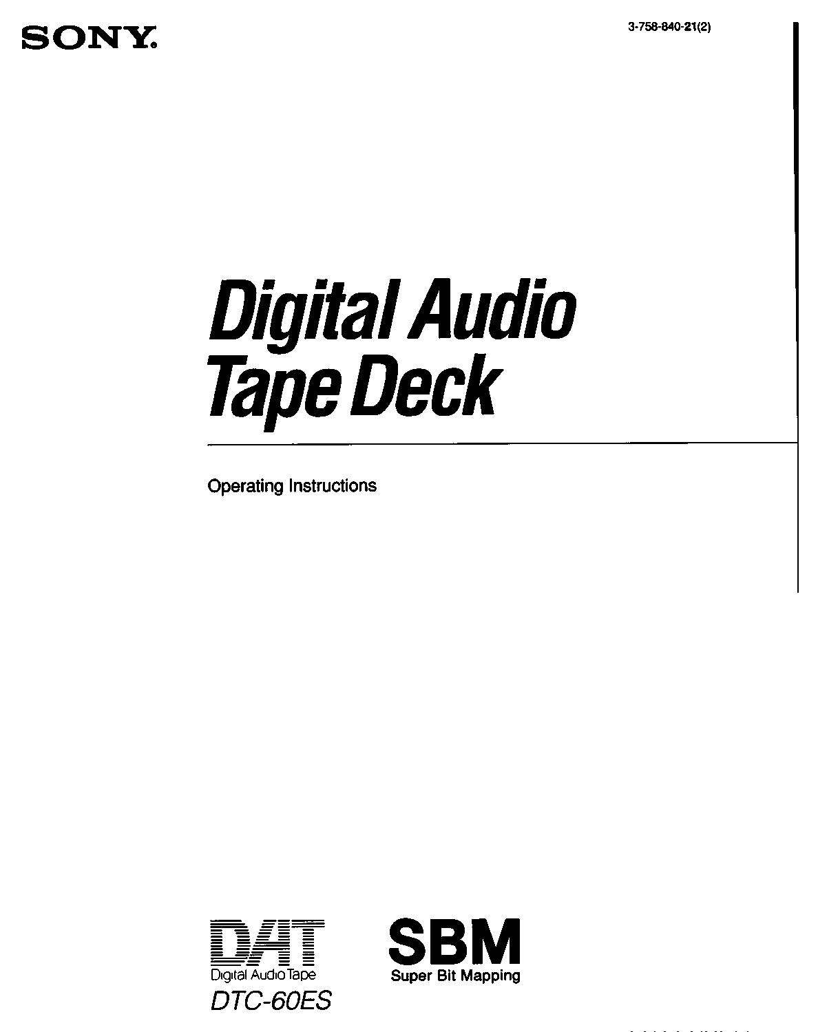 Sony DTC-60ES User Manual