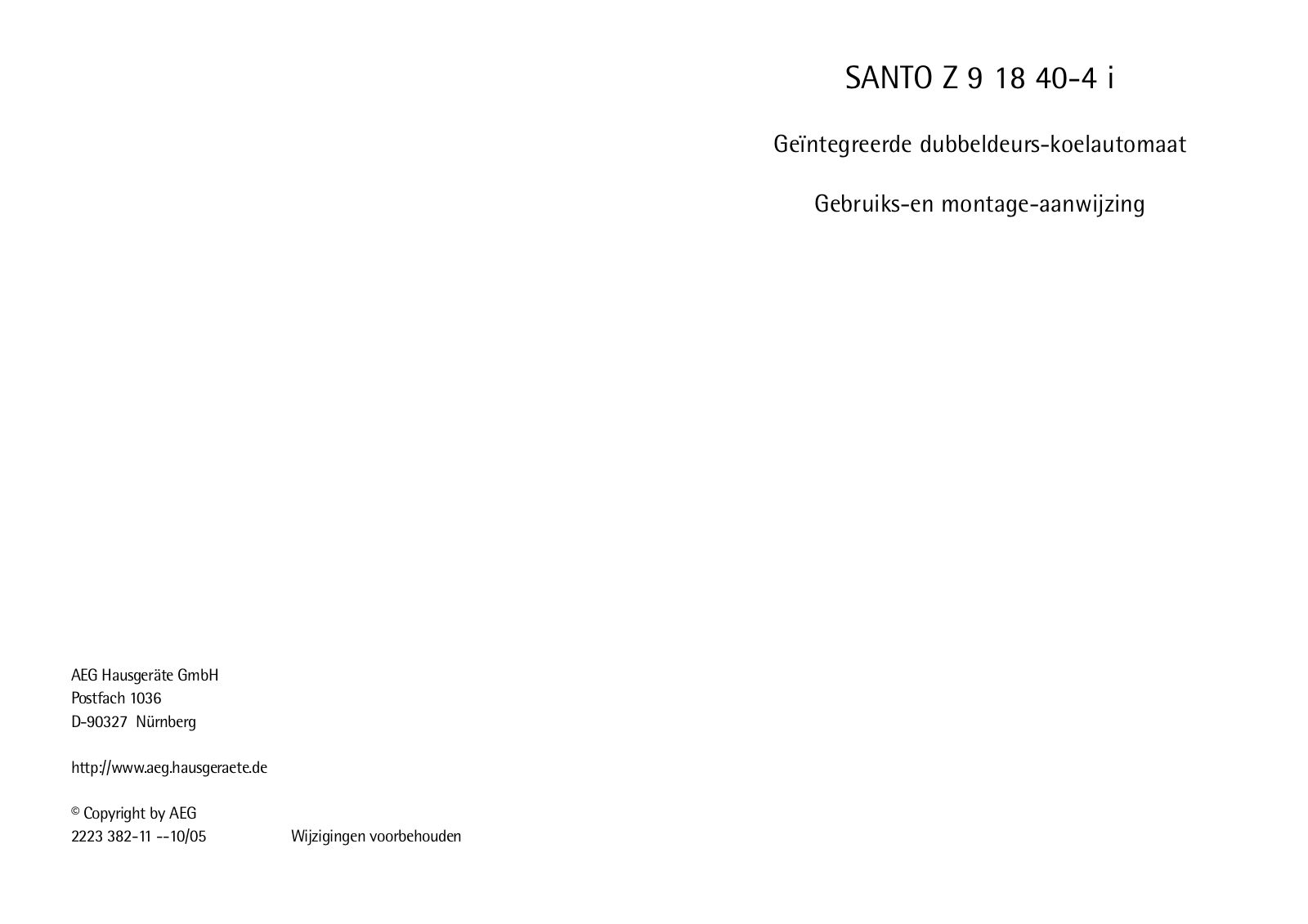 AEG SANTO Z 9 18 40-4 i User Manual