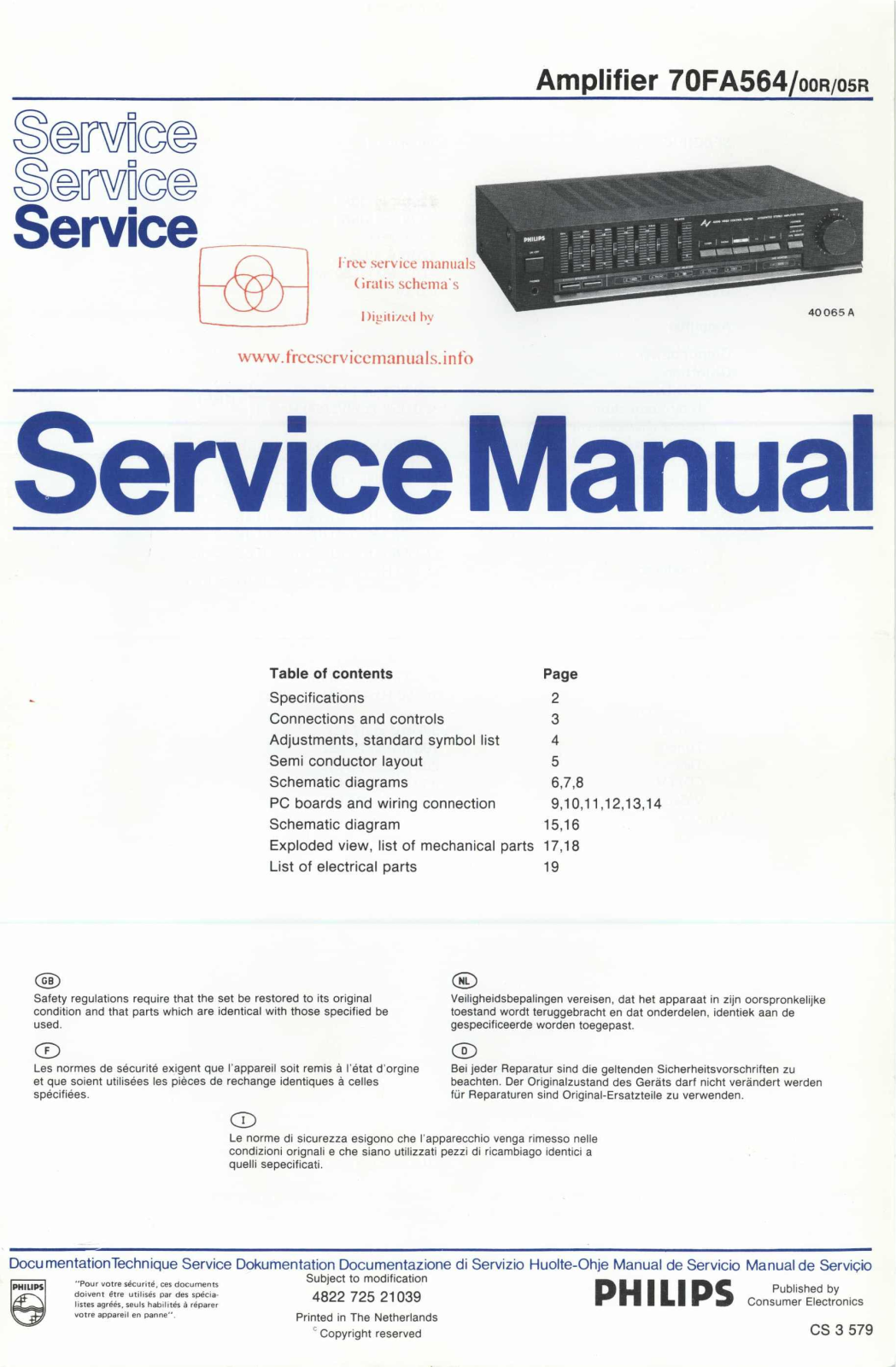 Philips 70FA564 Schematic