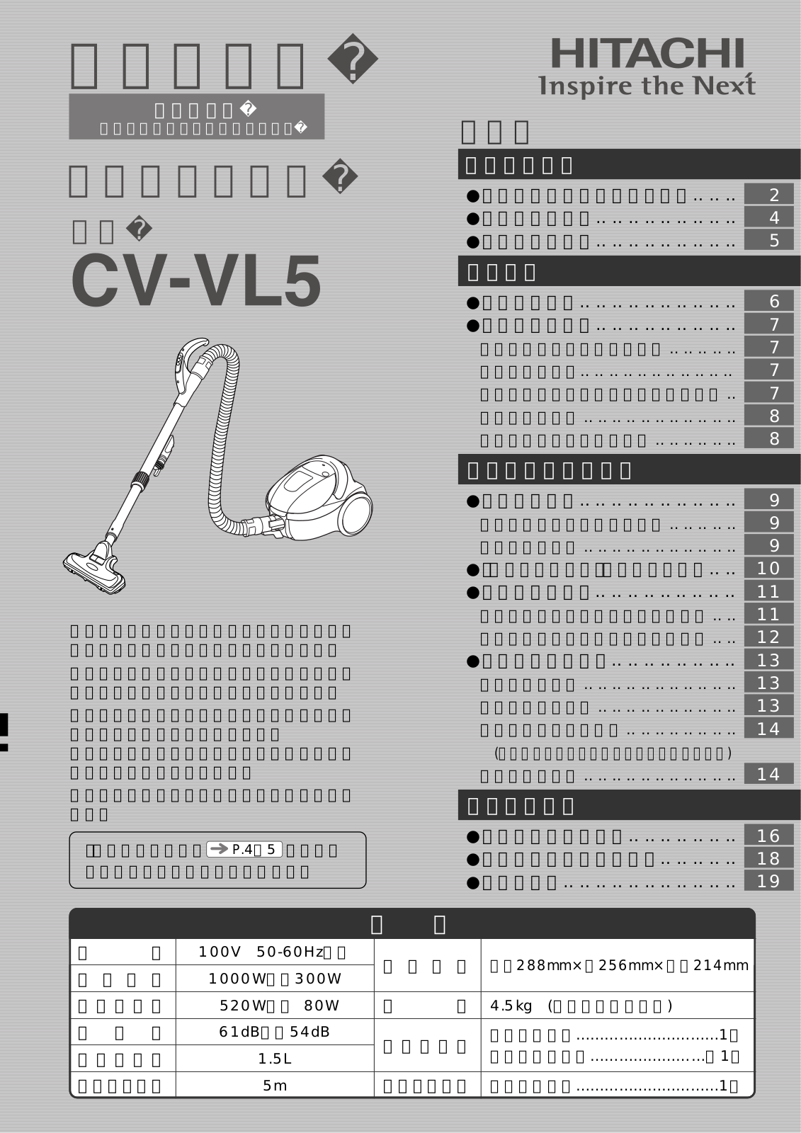 Hitachi CV-VL5 User guide