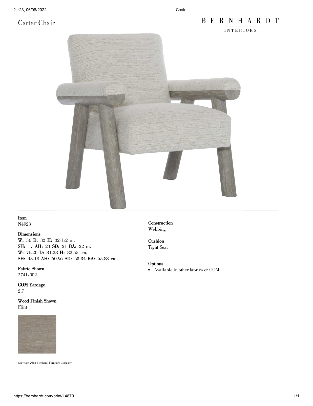 Bernhardt BHT13776 Specifications - ManualMachine.com