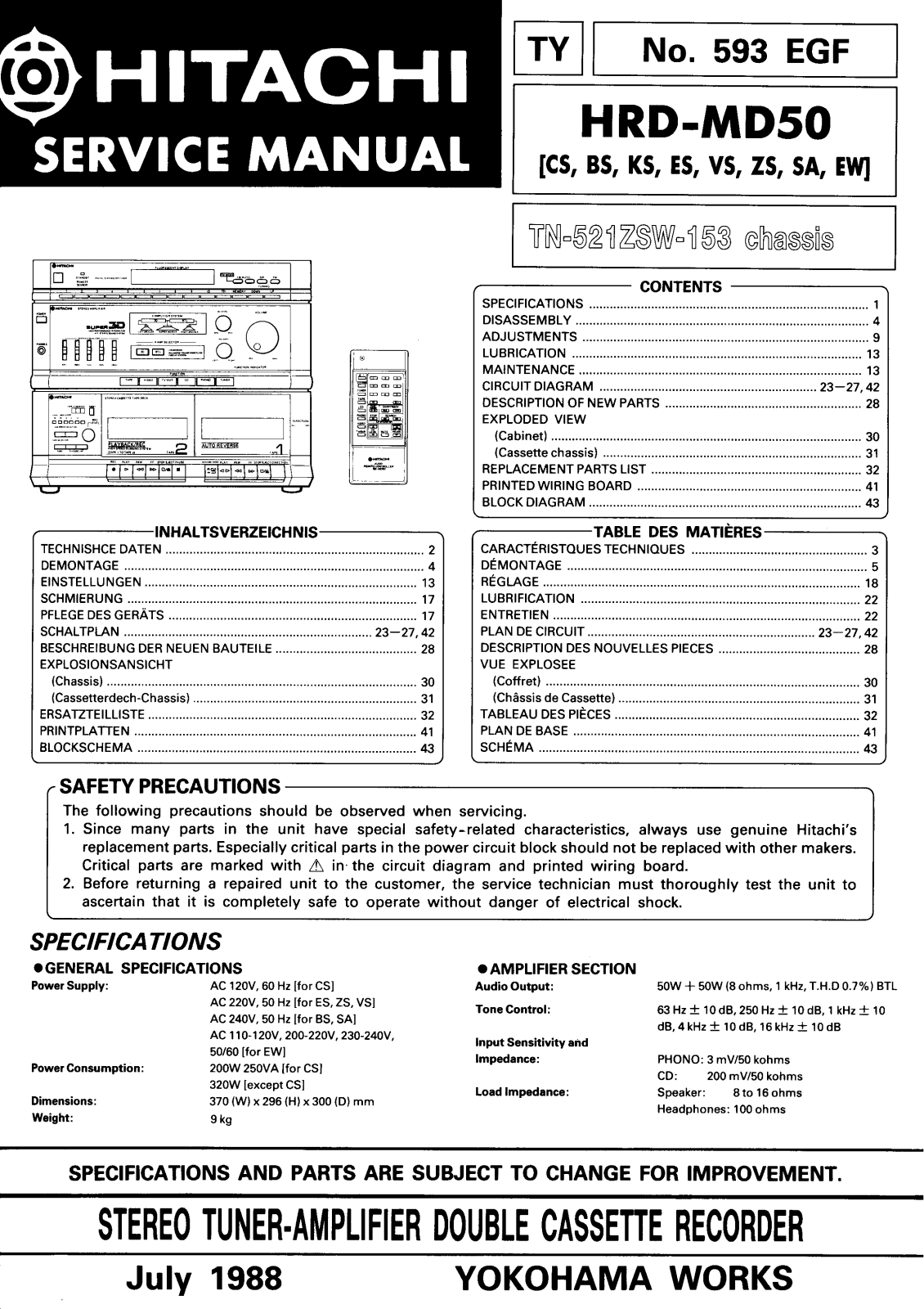 Hitachi HRD-MD50 Service Manual