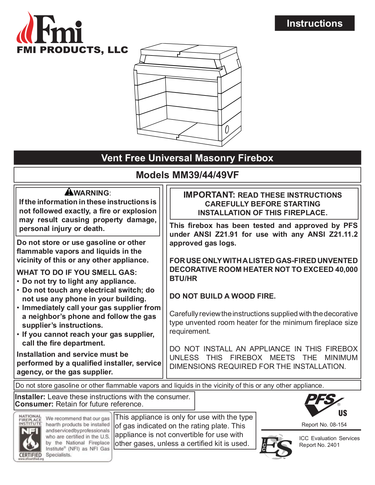 FMI MM39-44-49VF User Manual