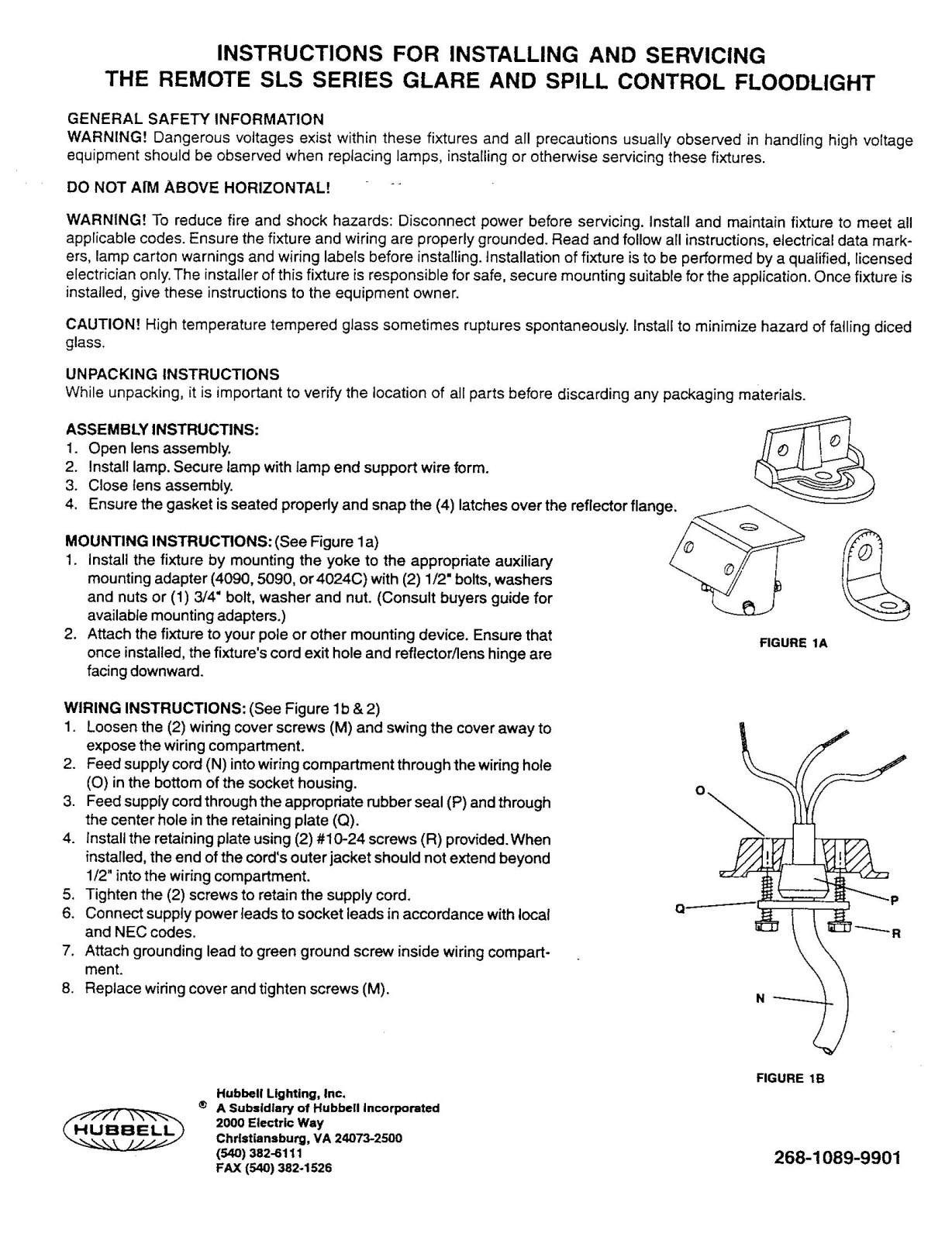 Hubbell Lighting SLS GLARE CONTROL REMOTE User Manual