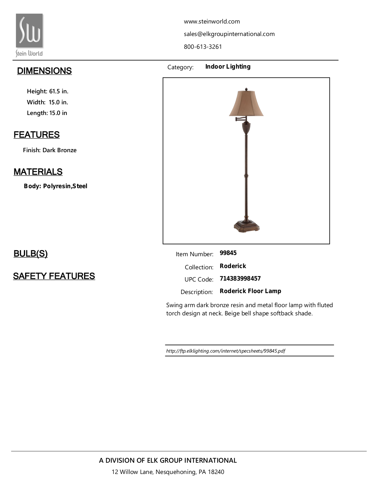 Stein World 99845 Specifications - ManualMachine.com