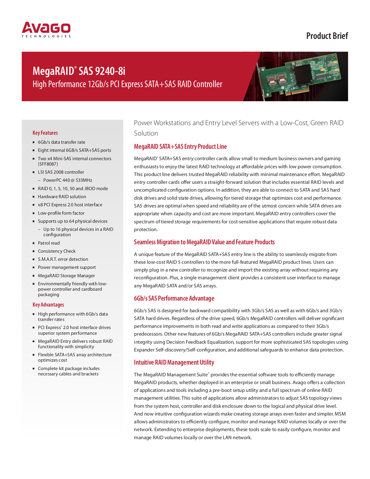 Avago MegaRAID SAS 9240-8i User Manual