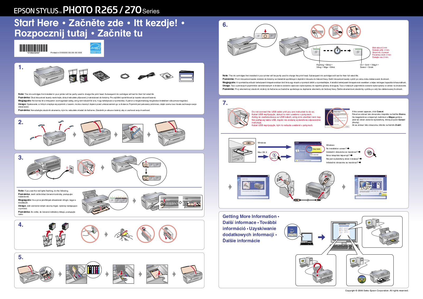 Epson STYLUS PHOTO R270 series, STYLUS PHOTO R265 series Installation Manual
