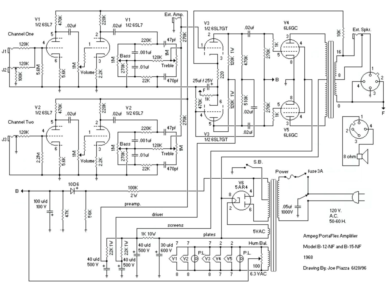 Ampeg b12nf jp schematic