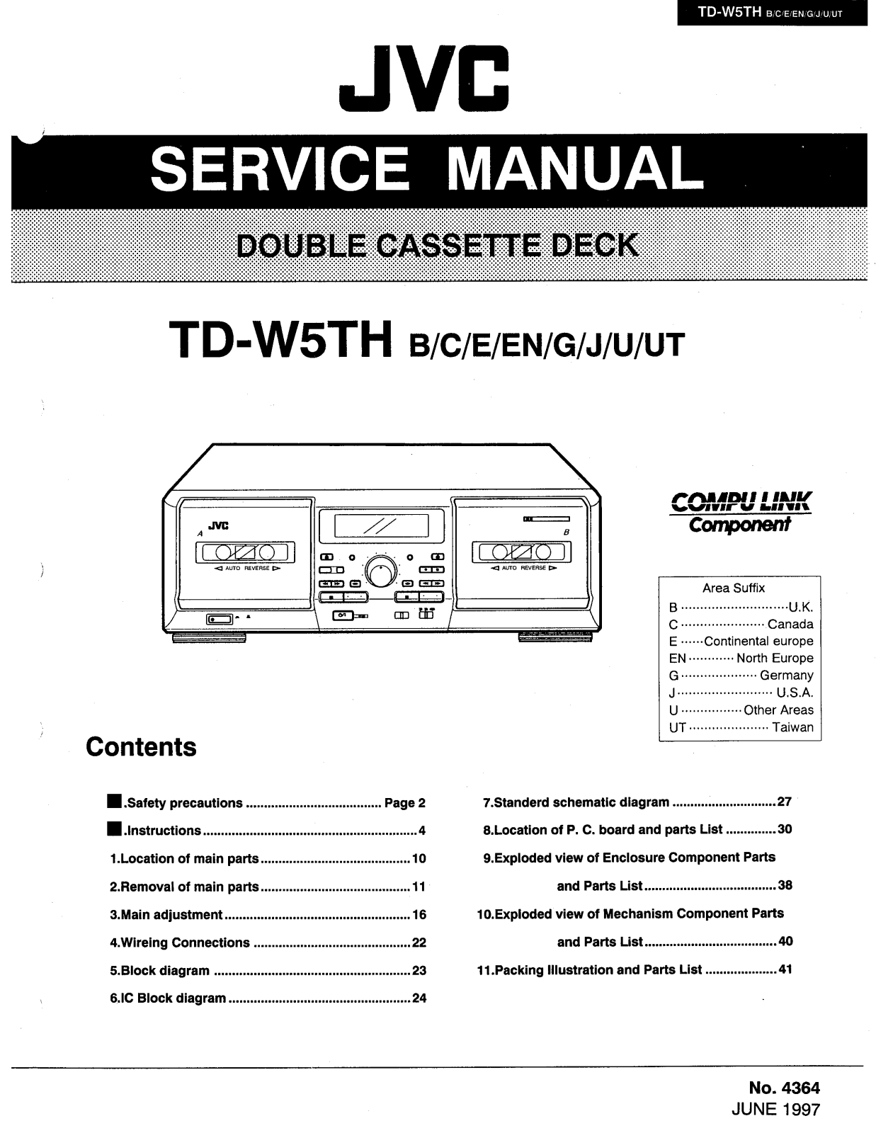 JVC TD-W5THB, TD-W5THE, TD-W5THEN, TD-W5THG, TD-W5THJ Service Manual
