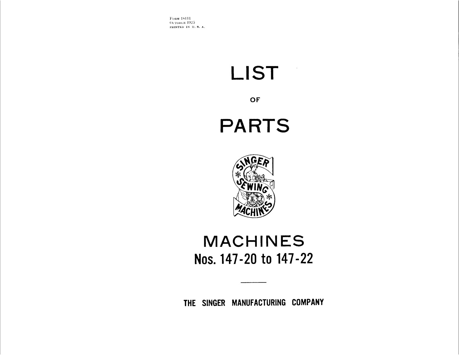 Singer 147-20, 147-22 User Manual