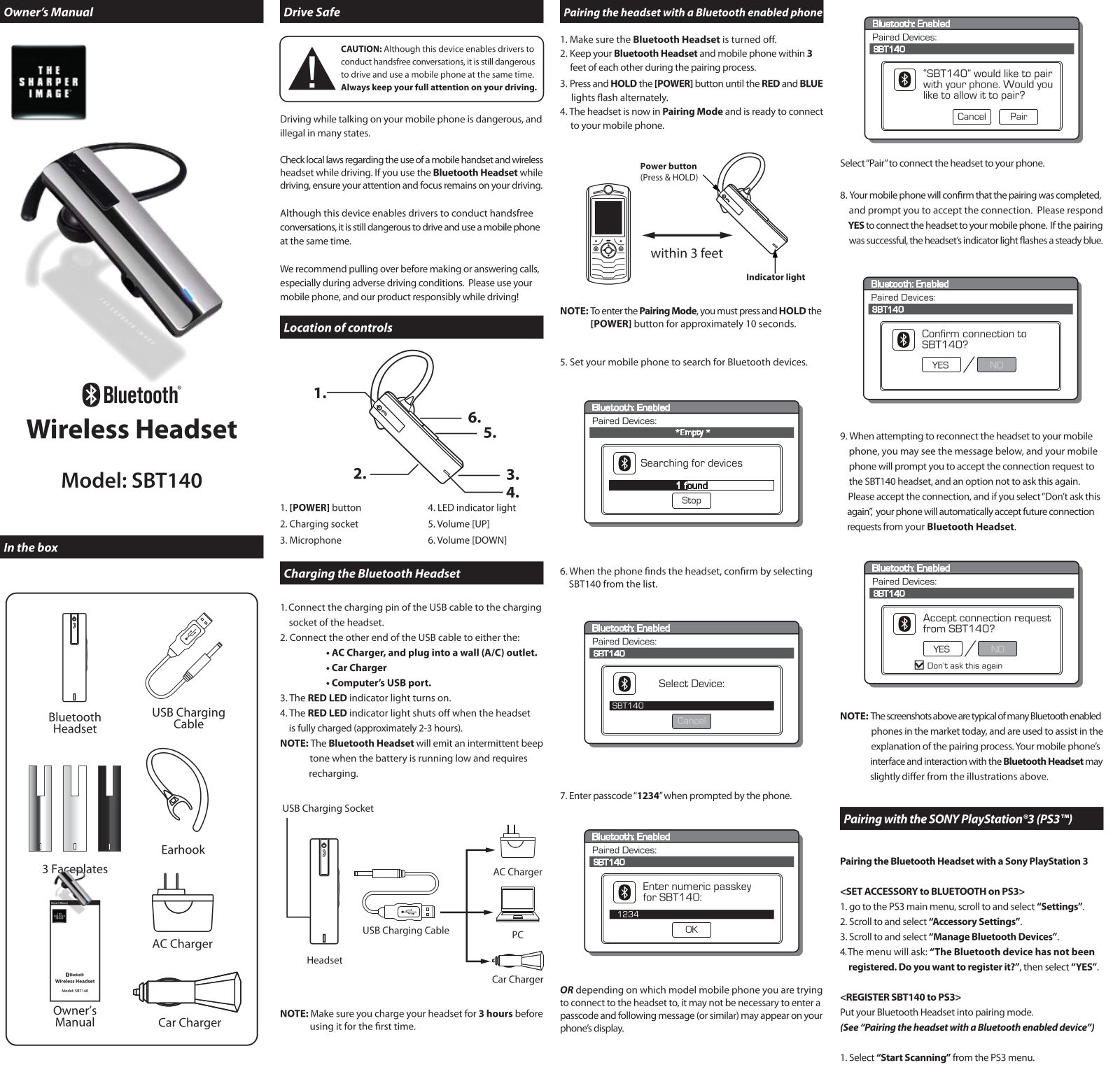 Sharper image SBT140 User Manual