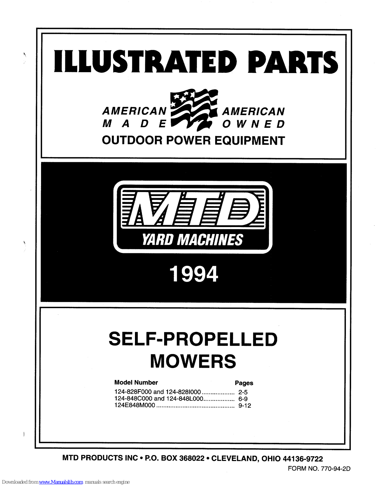 MTD 828, 848, E848 Parts List