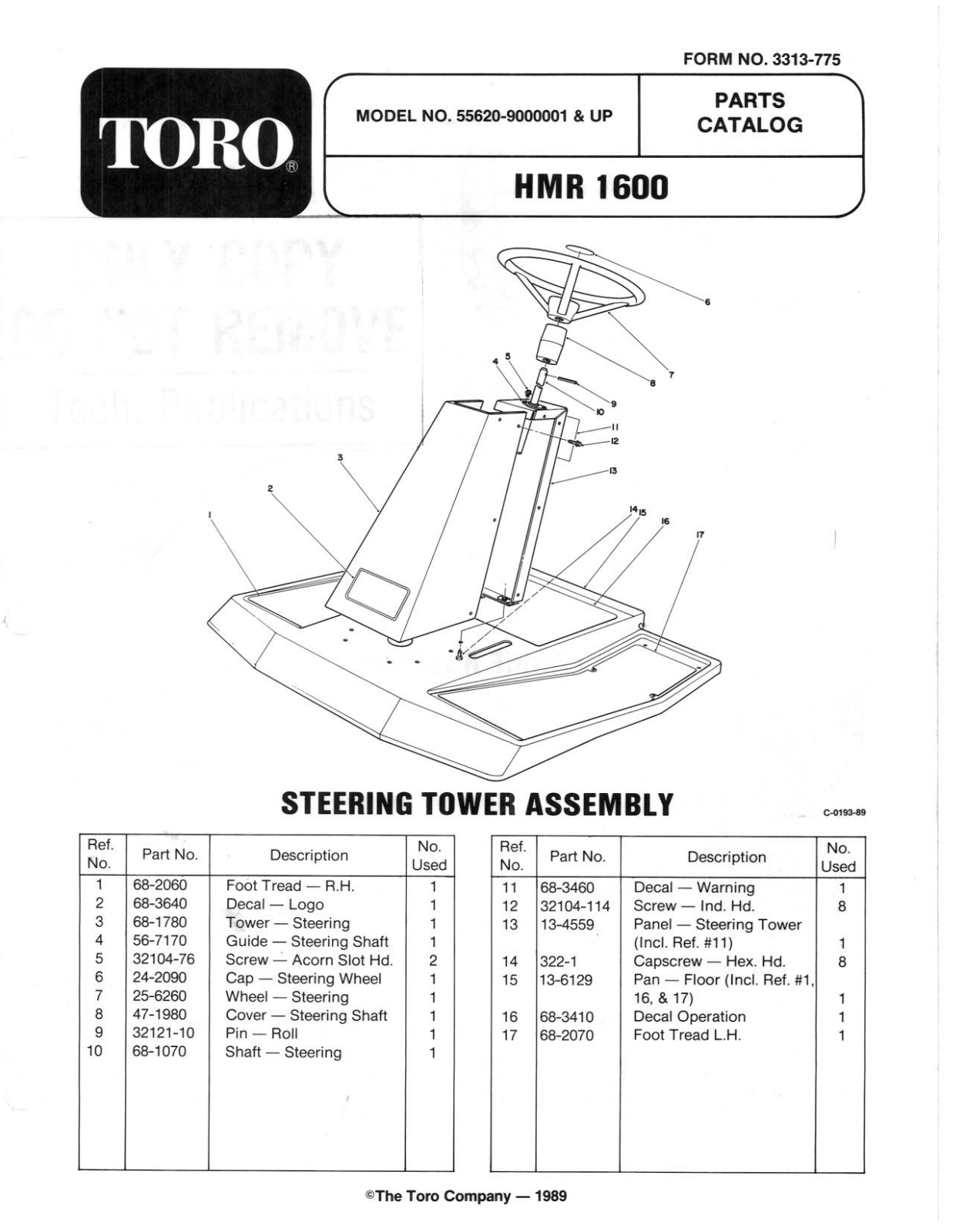 Toro 55660, 55620 Parts Catalogue