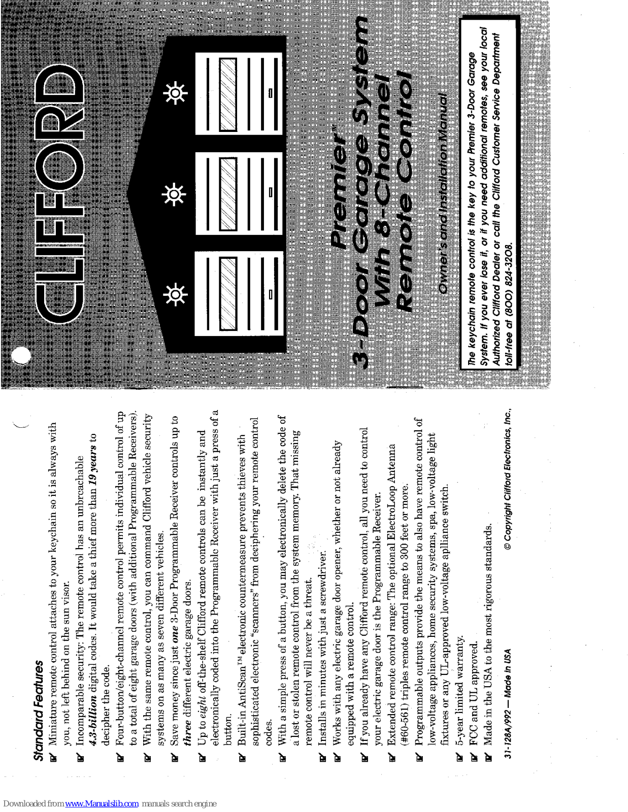 Clifford Garage Door Receiver Premier Owner's Manual