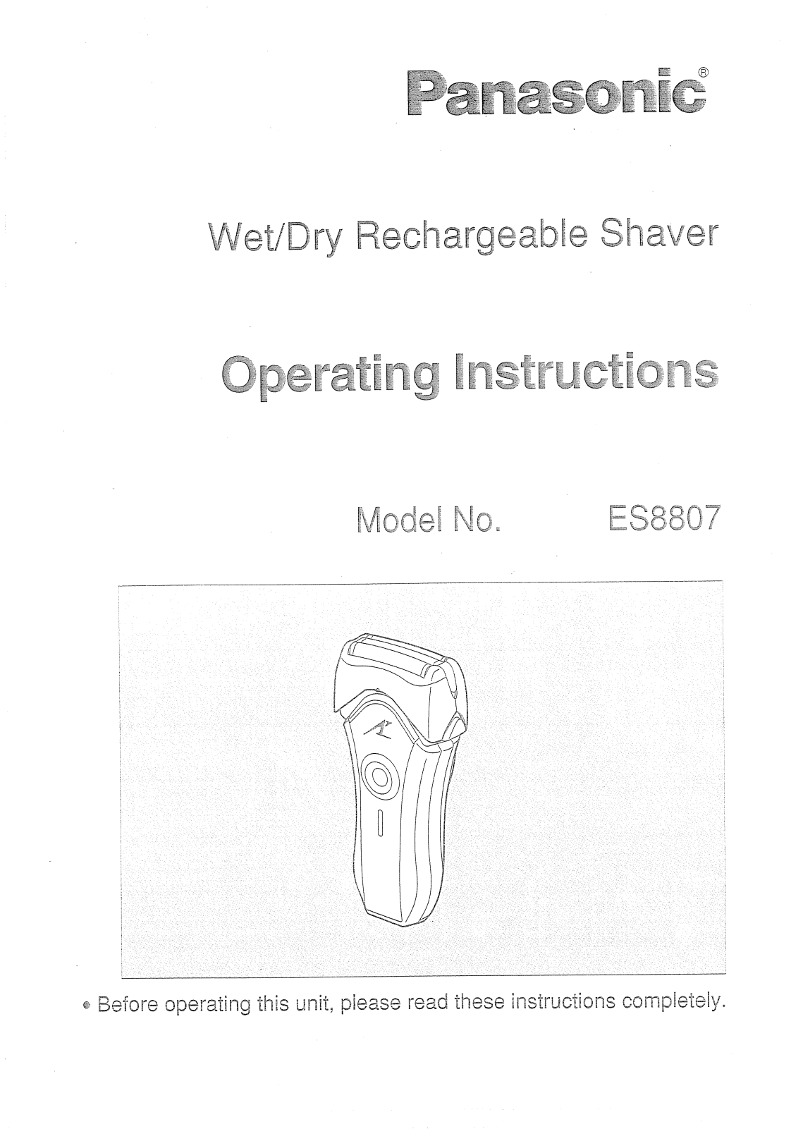 PANASONIC ES8807 User Manual