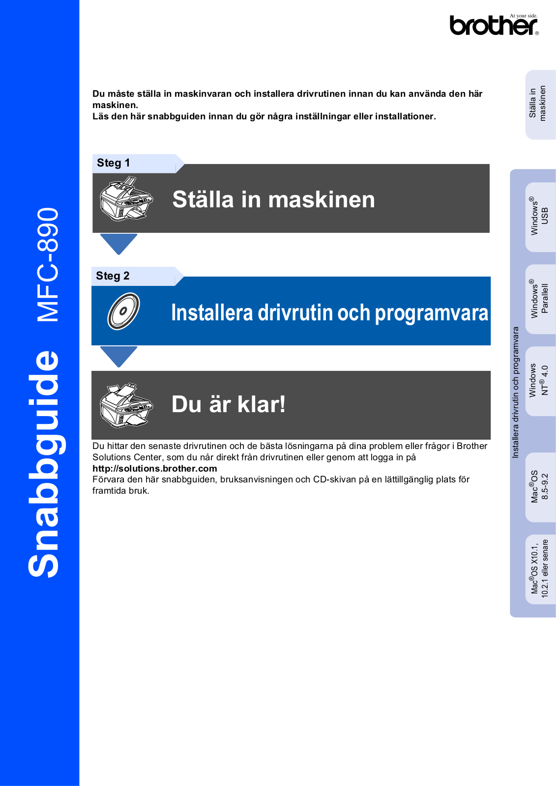 Brother MFC-890 Quick start guide