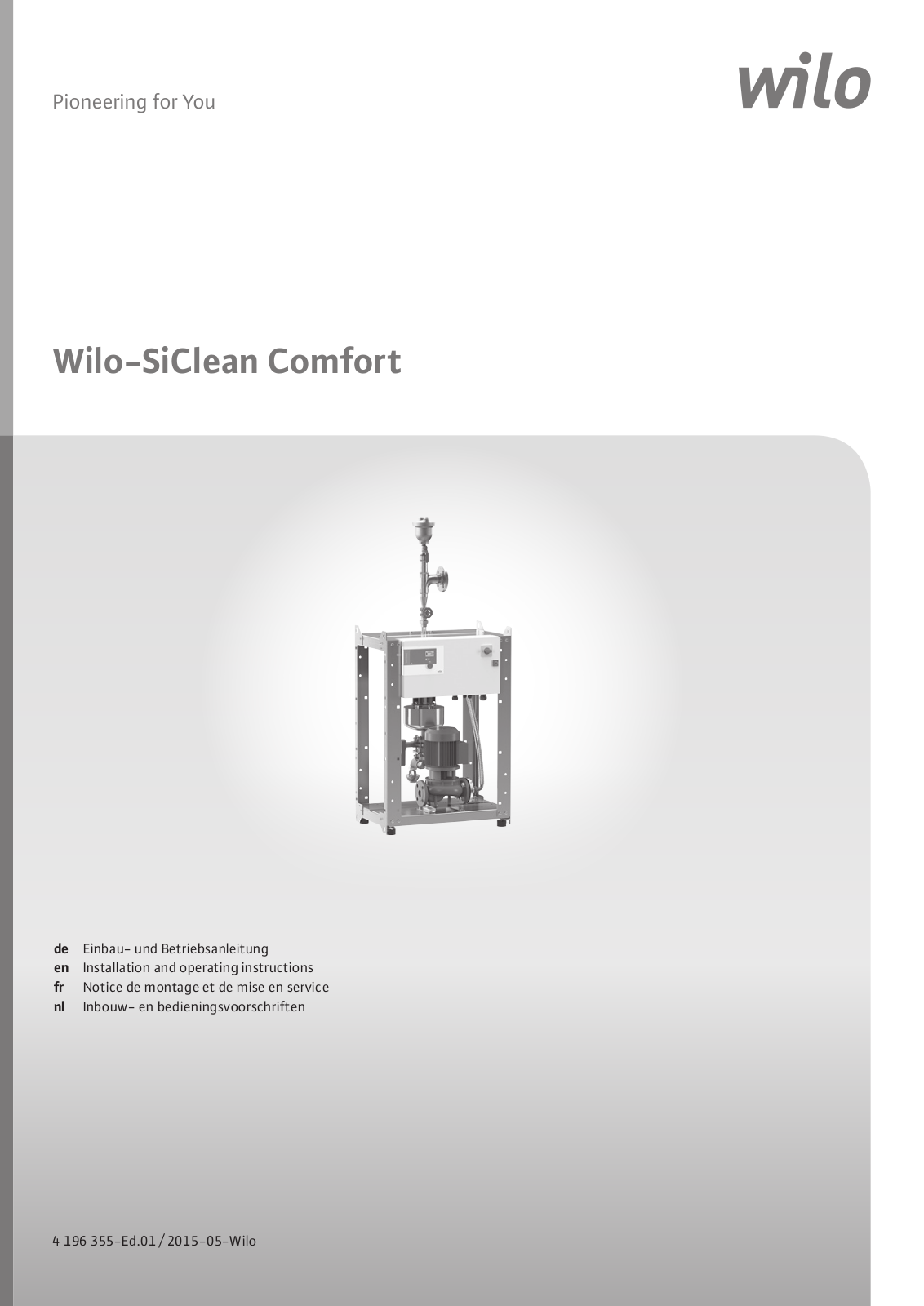 Wilo SiClean Comfort 40, SiClean Comfort 12, SiClean Comfort 25, SiClean Comfort 30, SiClean Comfort 15 Installation And Operating Instructions Manual