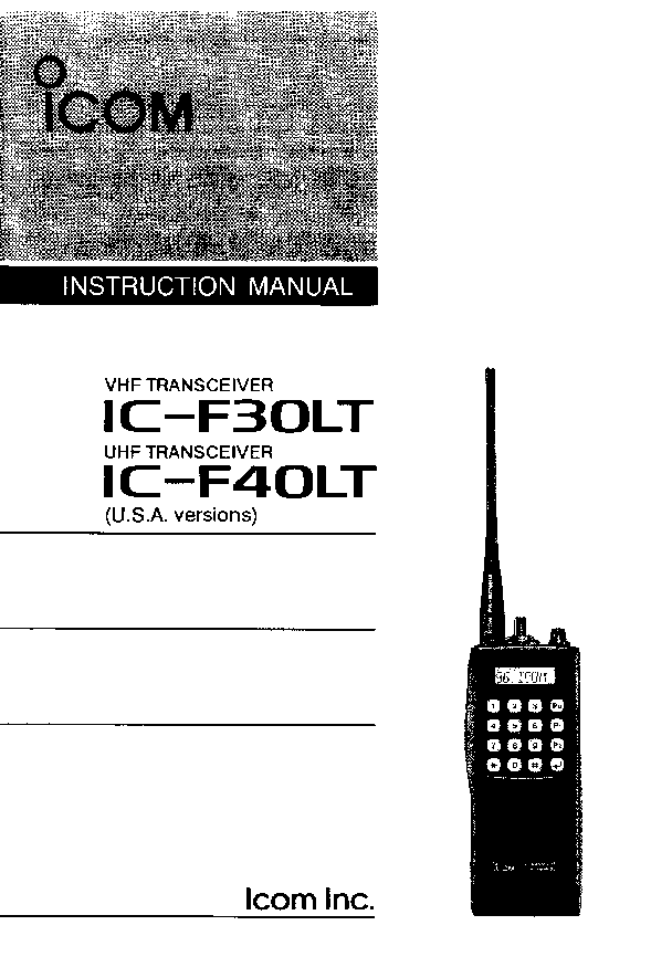 Icom IC-F40LT, IC-F30LT User Manual