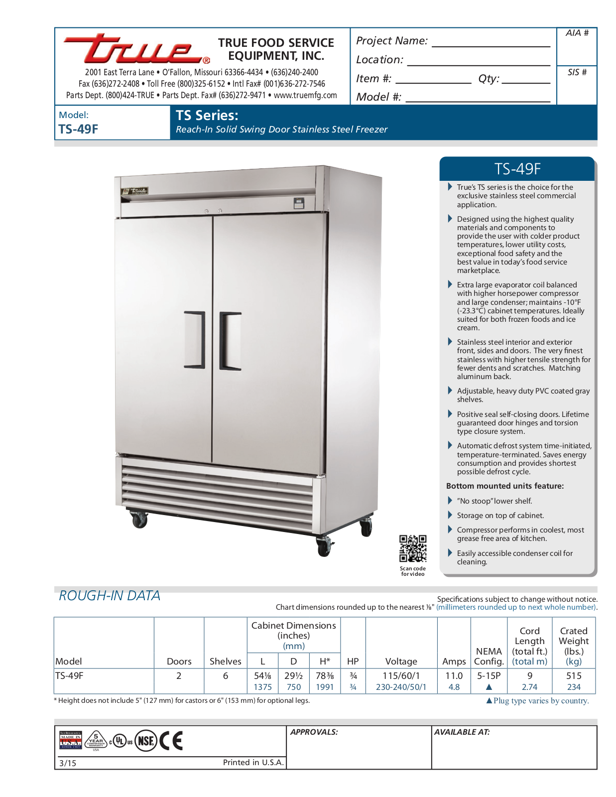 True TS-49F User Manual