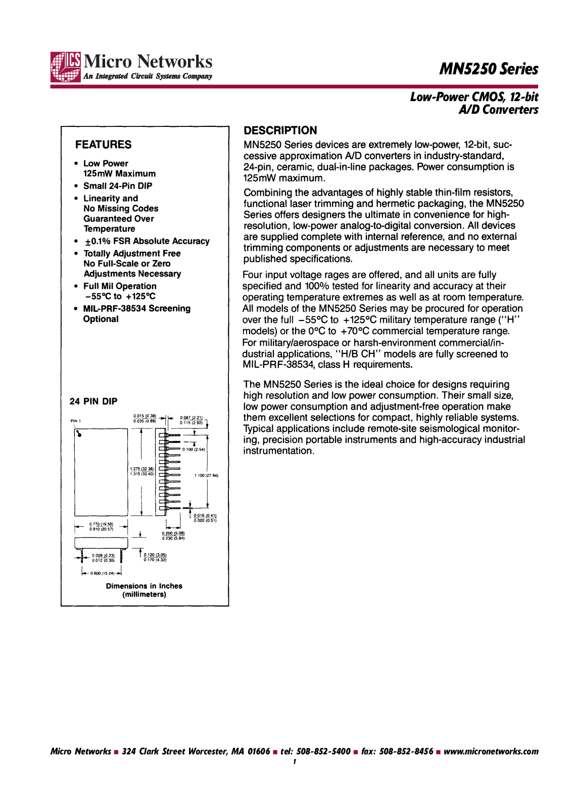 Micronetworks MN5252H, MN5252H-B, MN5252H-BCH, MN5253, MN5253H Datasheet