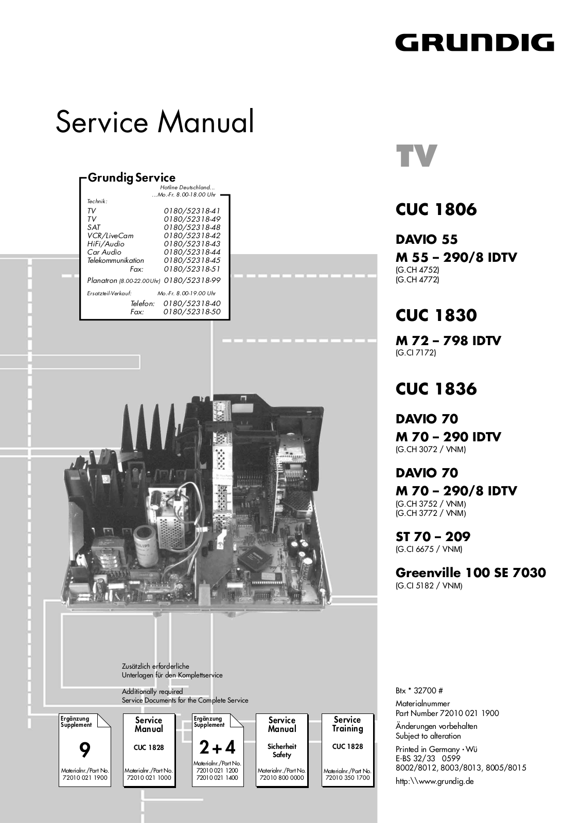 Grundig SE 7030, ST 70 – 209, M 72 – 798 IDTV Service Manual