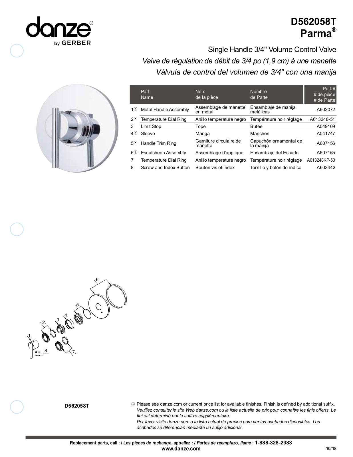 Gerber D562058BNT, D562058T Part List