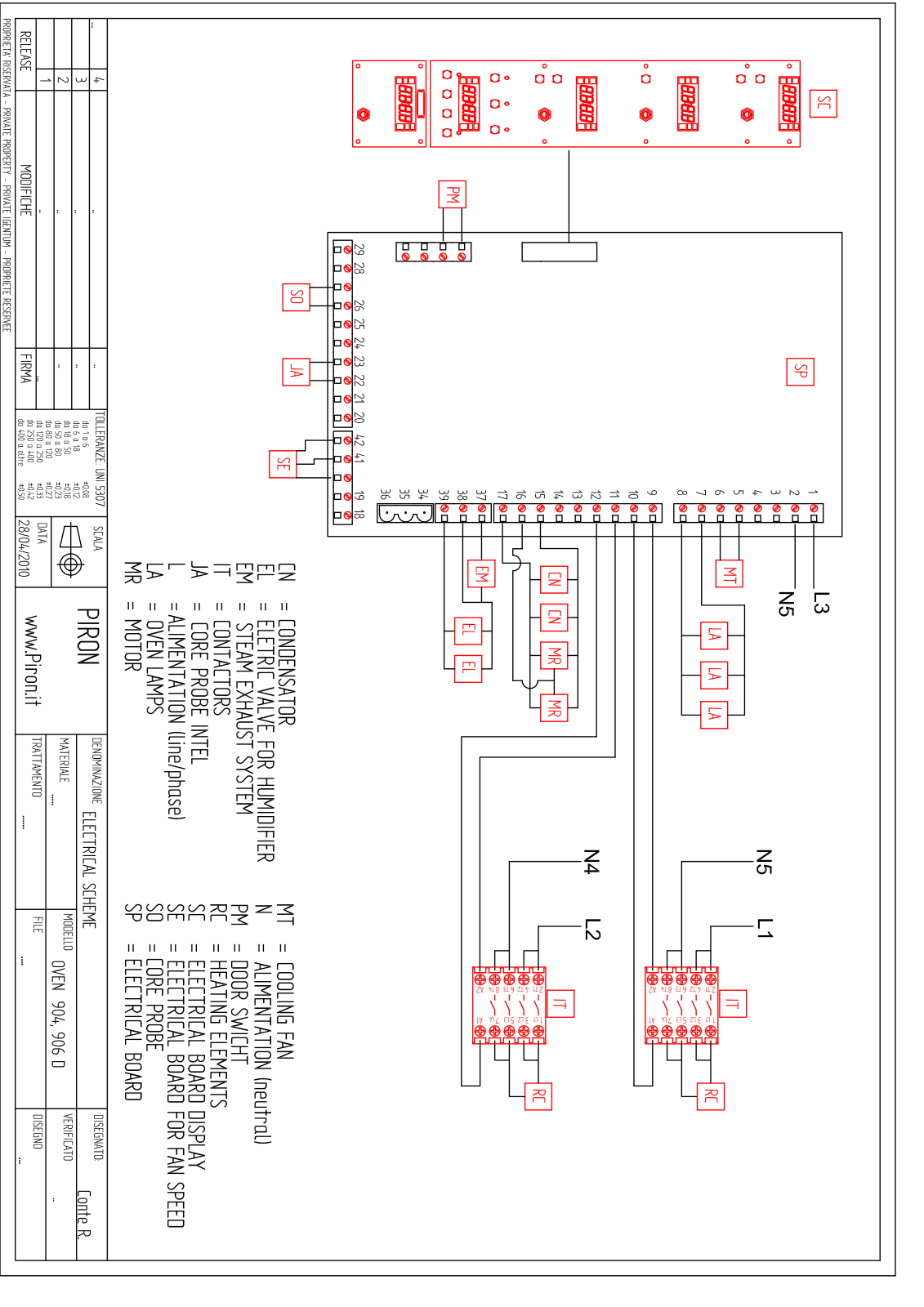 Apach OVEN 904 D, OVEN 906 D ELECTRICAL SCHEME