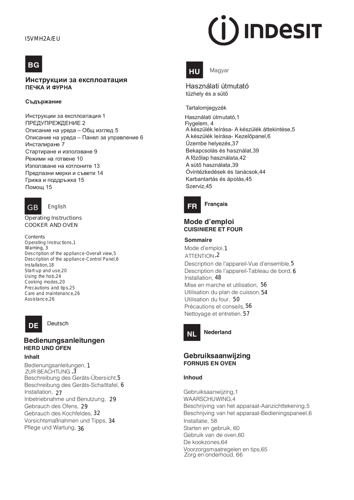 INDESIT I5VMH5A(X)/CZ User Manual