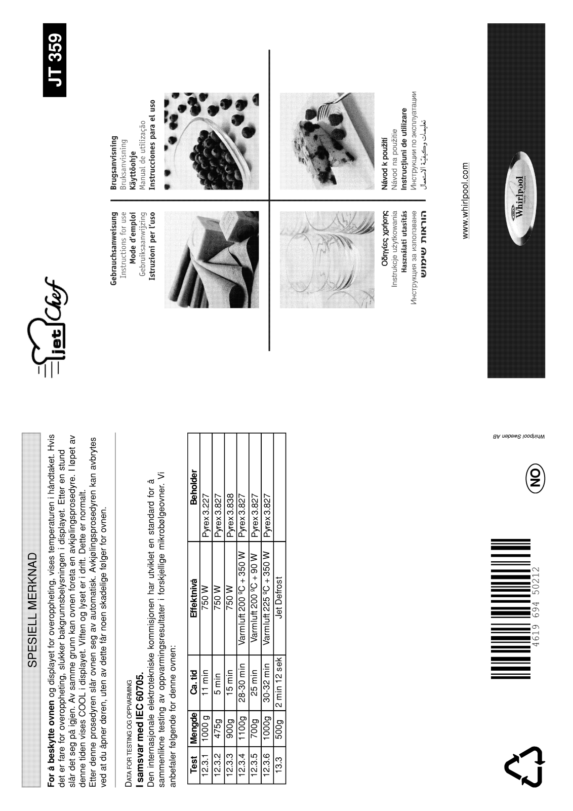 Whirlpool JT 359 black User Manual