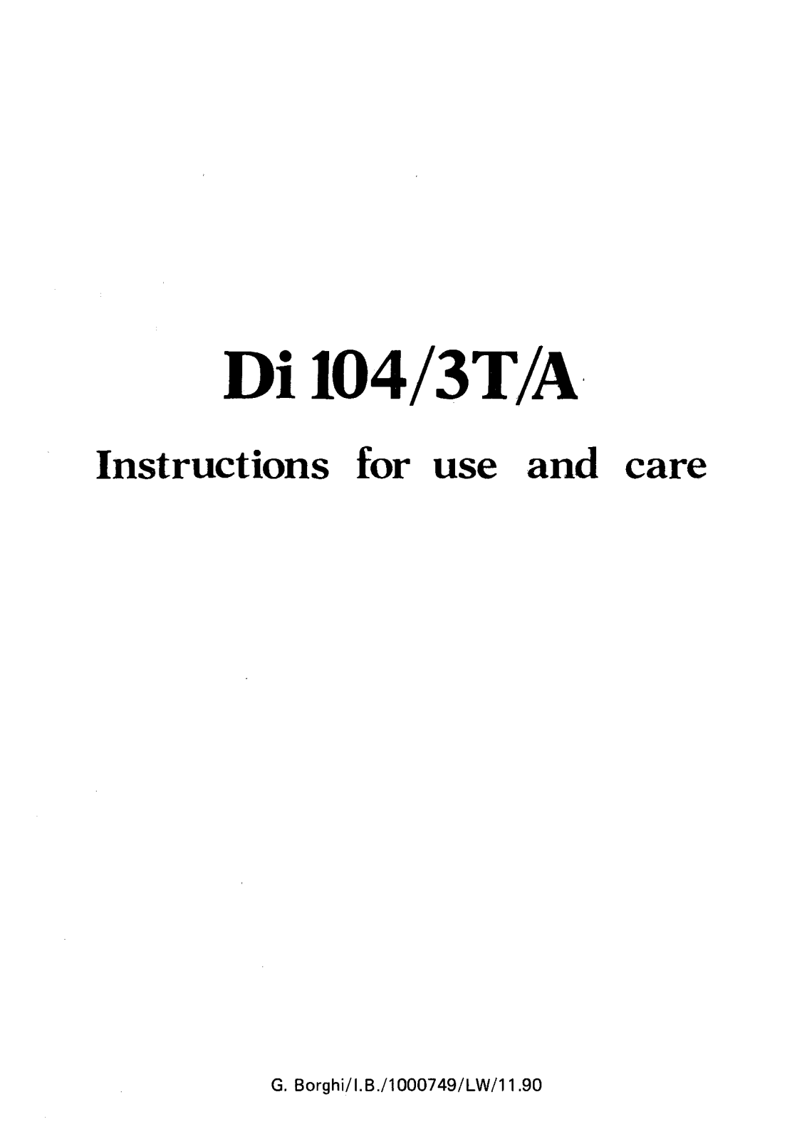 Zanussi Di104/3T User Manual