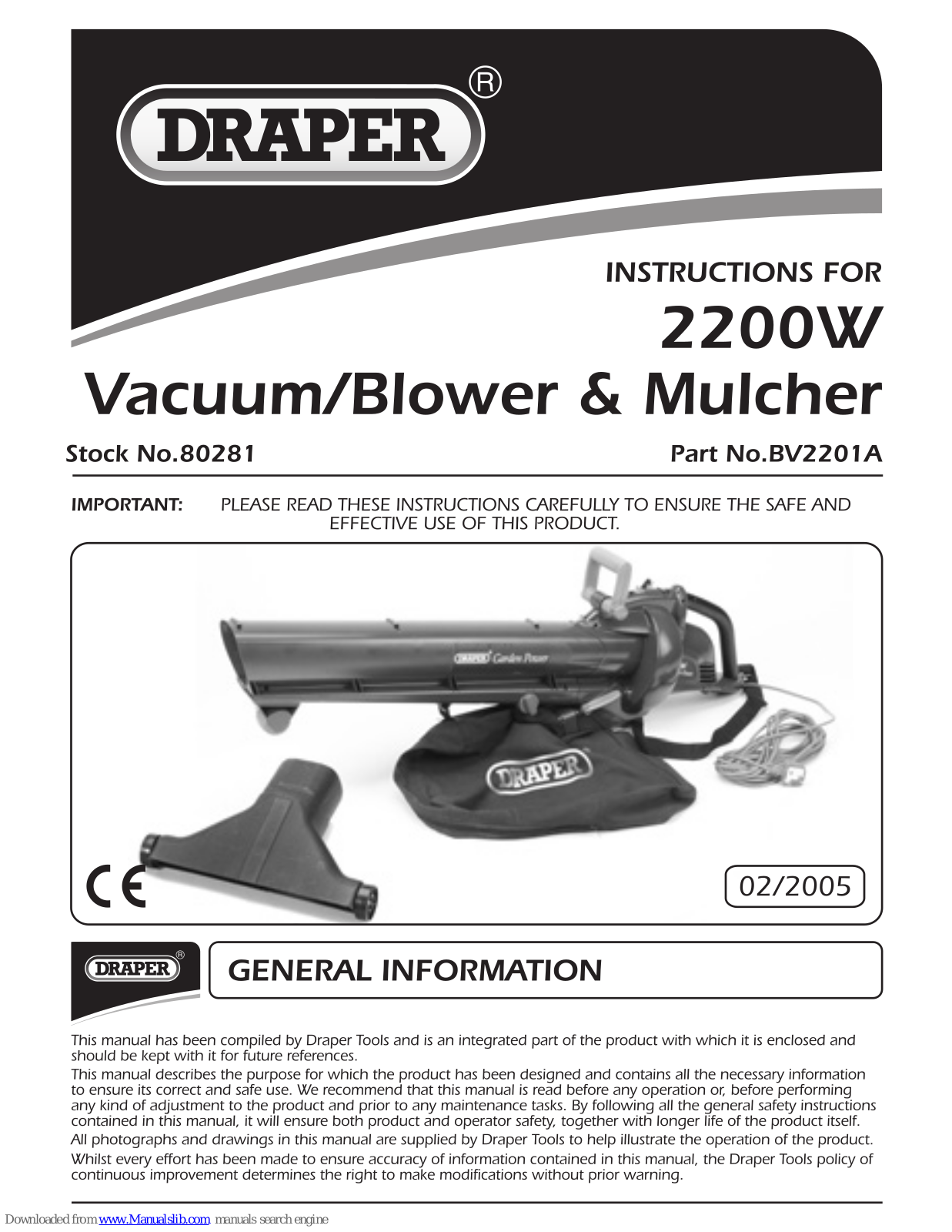 Draper BV2201A Instructions Manual - ManualMachine.com