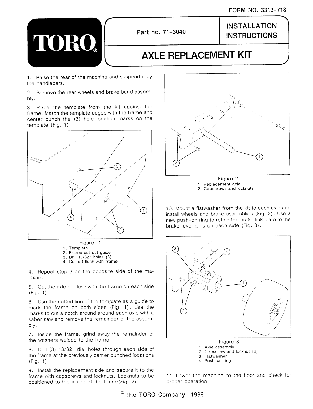 Toro 71-3040 Installation Instructions