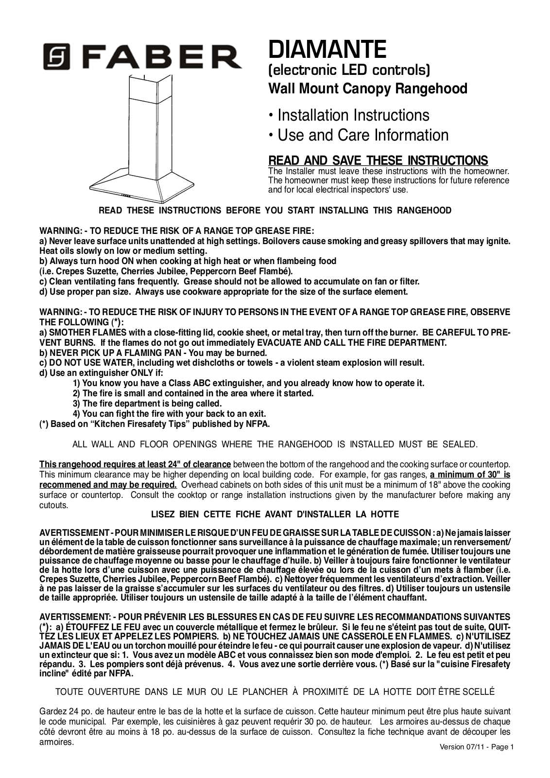 Faber DIAM48SS Installation Manual