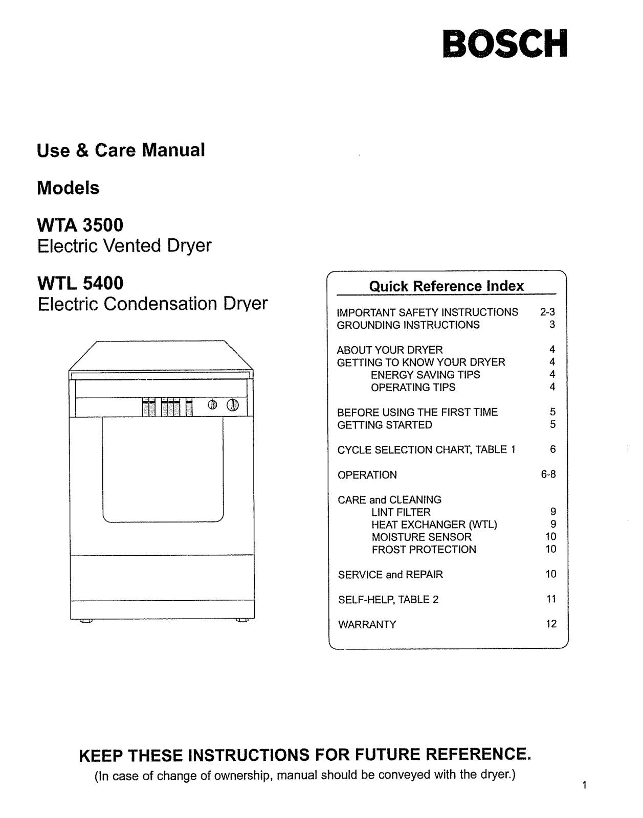 Bosch 3500, 5400 User Manual