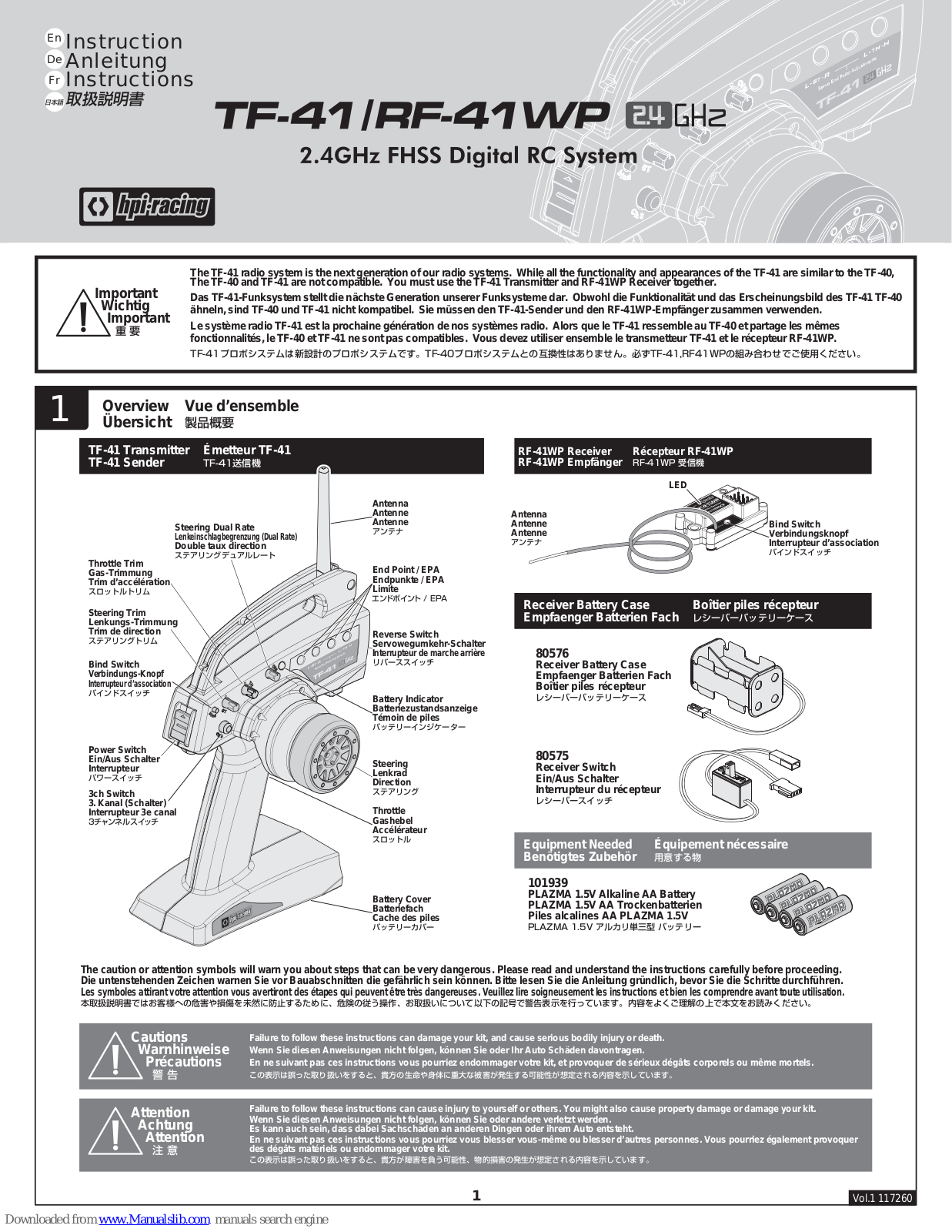 HPI Racing RF-41WP, TF-41 Instruction