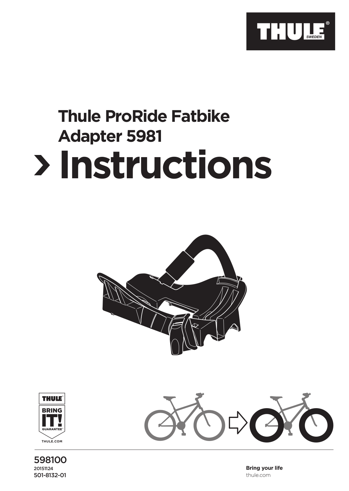 Thule ProRide Fatbike Adapter 5981 Instructions