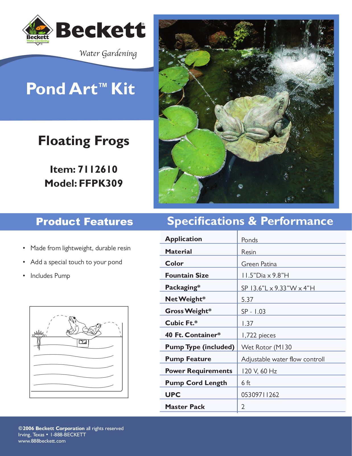 Beckett Water Gardening FFPK309 User Manual