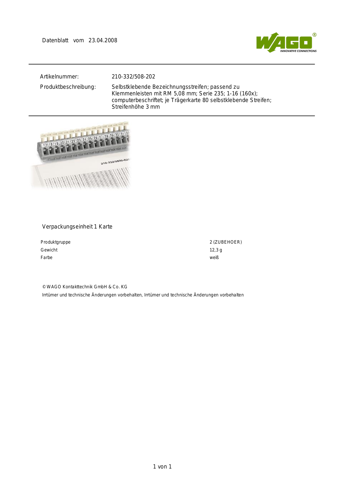 WAGO 508-202 Datasheet - ManualMachine.com