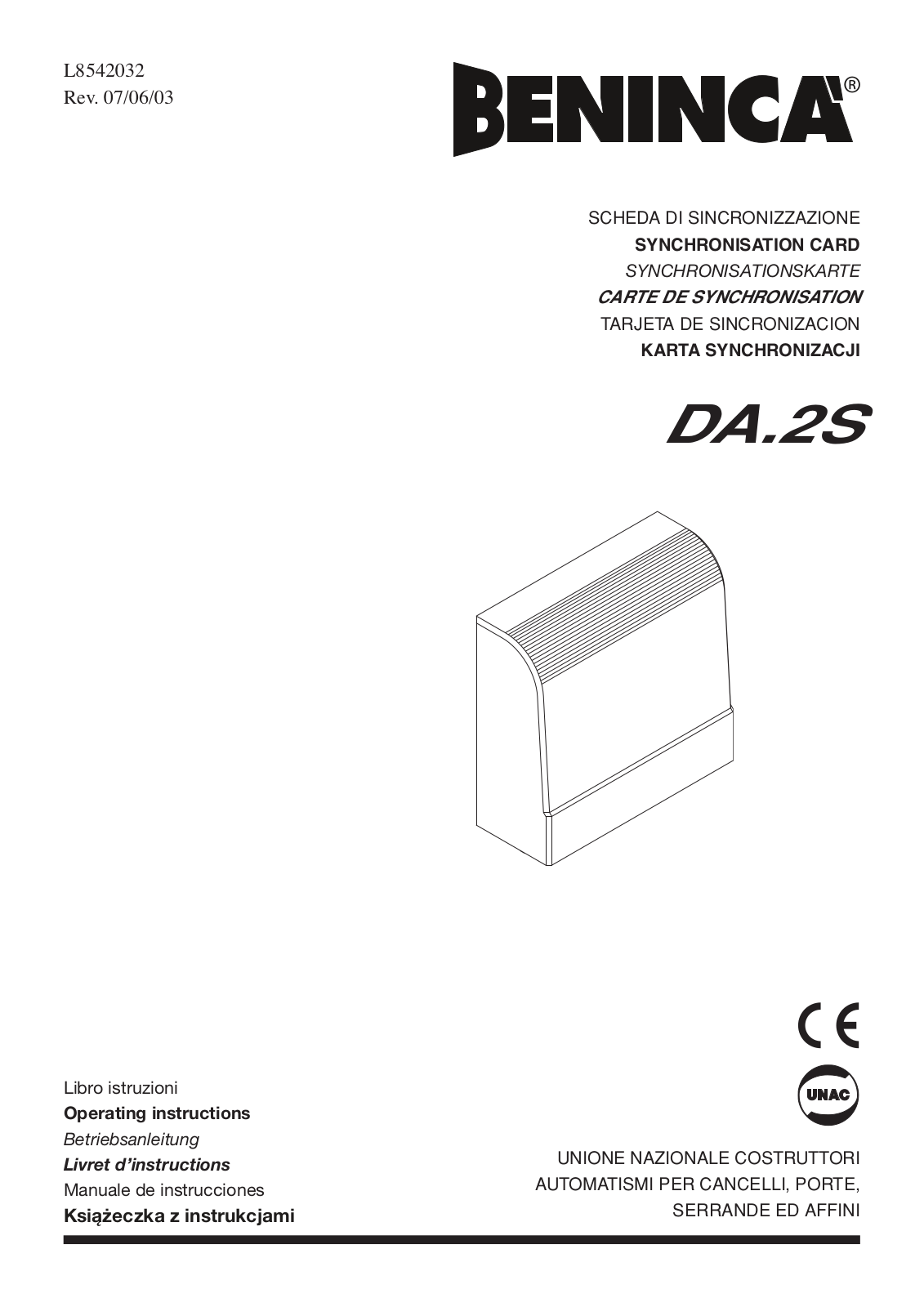 Beninca DA2S User Manual