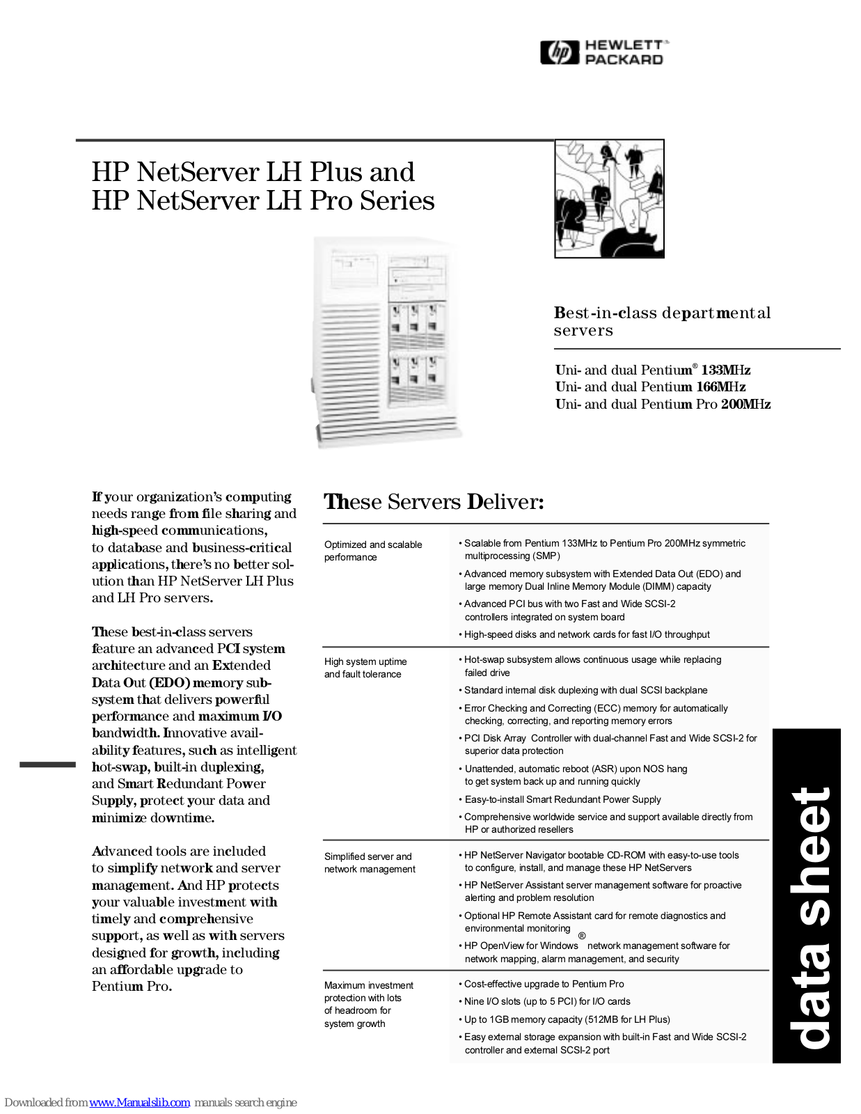 HP NetServer LH Plus 5/133, NetServer LH Plus 5/166, NetServer LH Plus 5/166 SMP, P NetServer LH Pro 6/200, NetServer LH Pro 6/200 SMP Datasheet