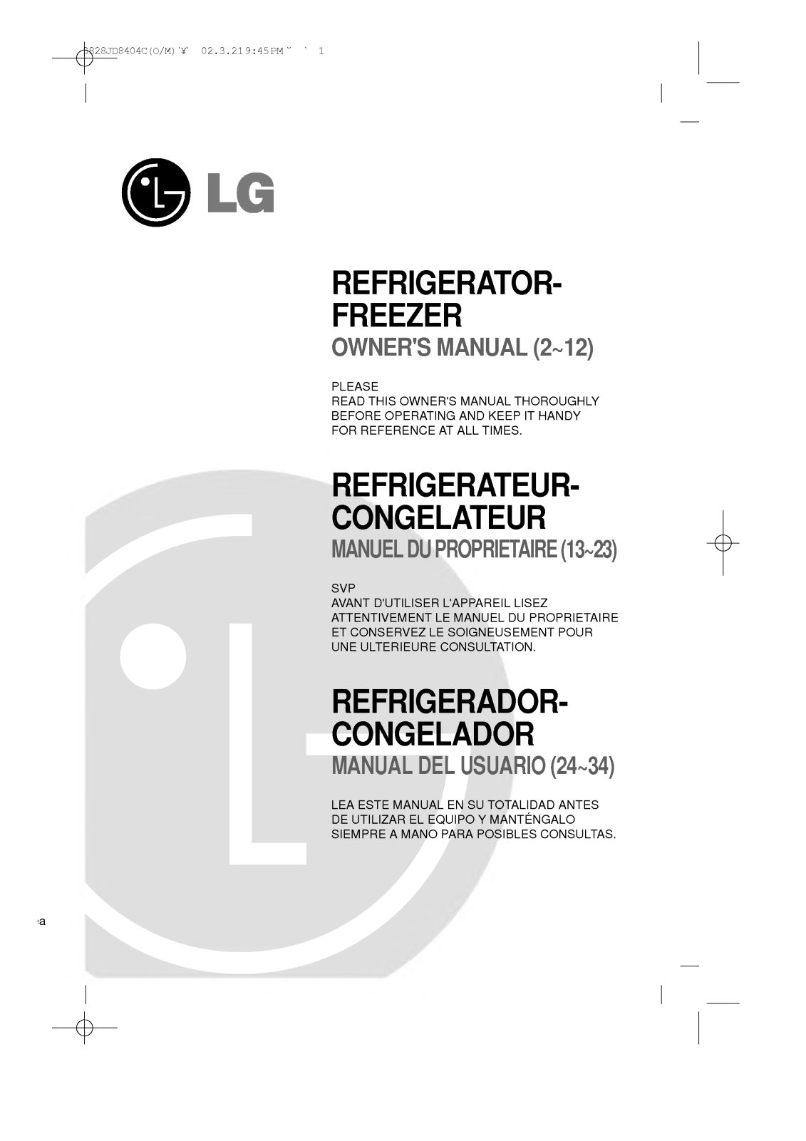 LG GR-S552QVC User Manual