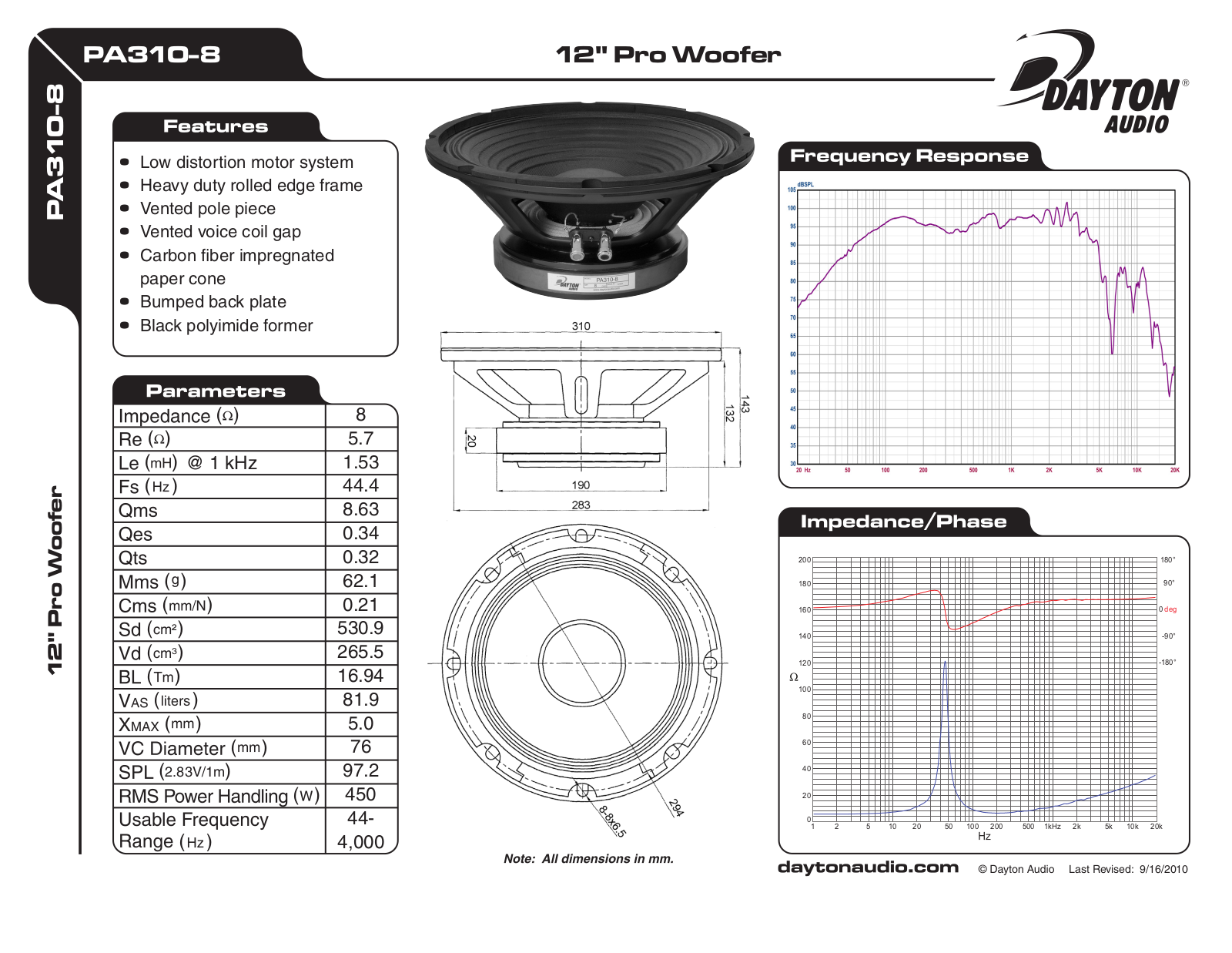 Dayton PA310-8 User Manual