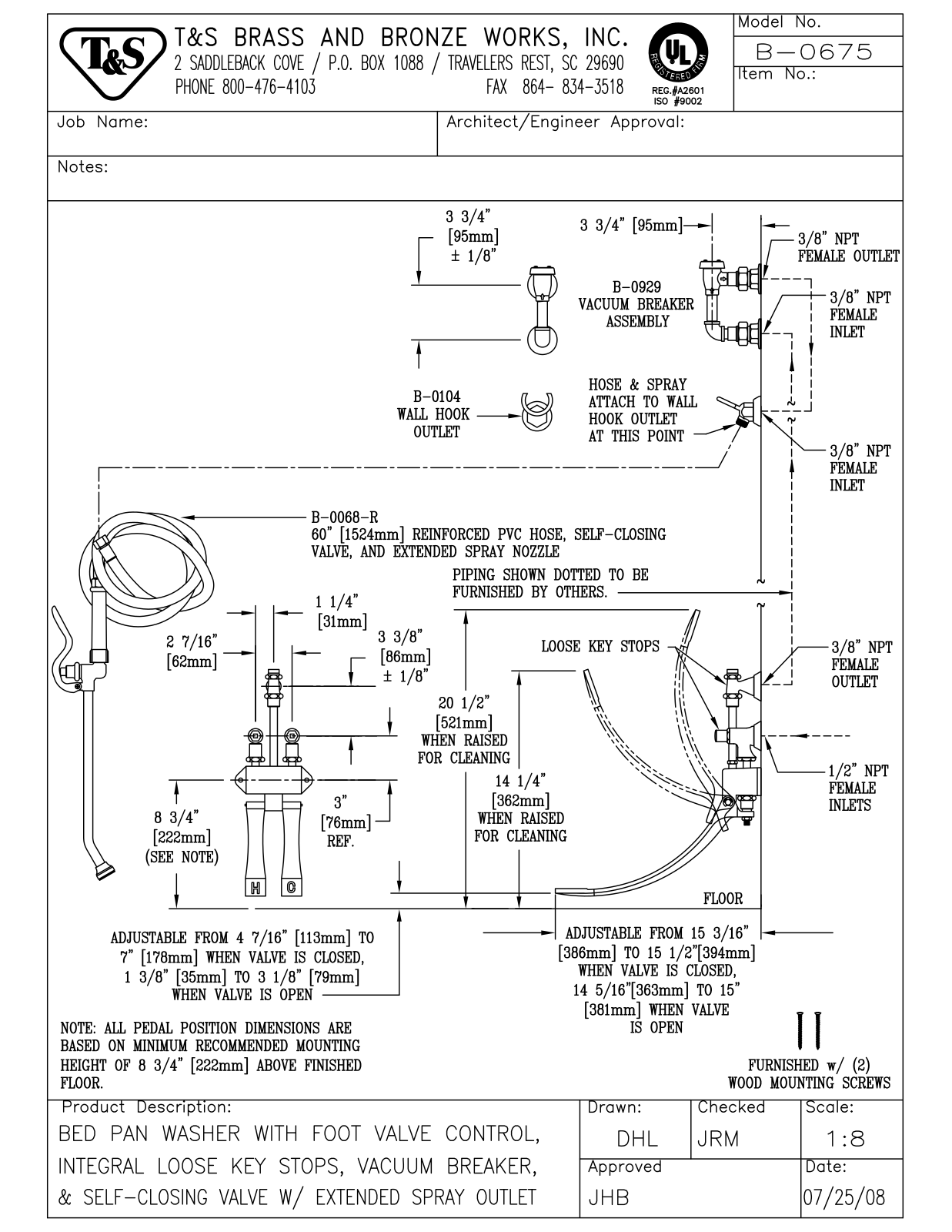 T & S Brass & Bronze Works B-0675 General Manual