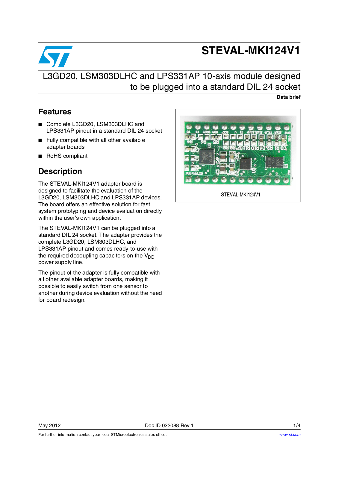 ST MKI124V1 User Manual