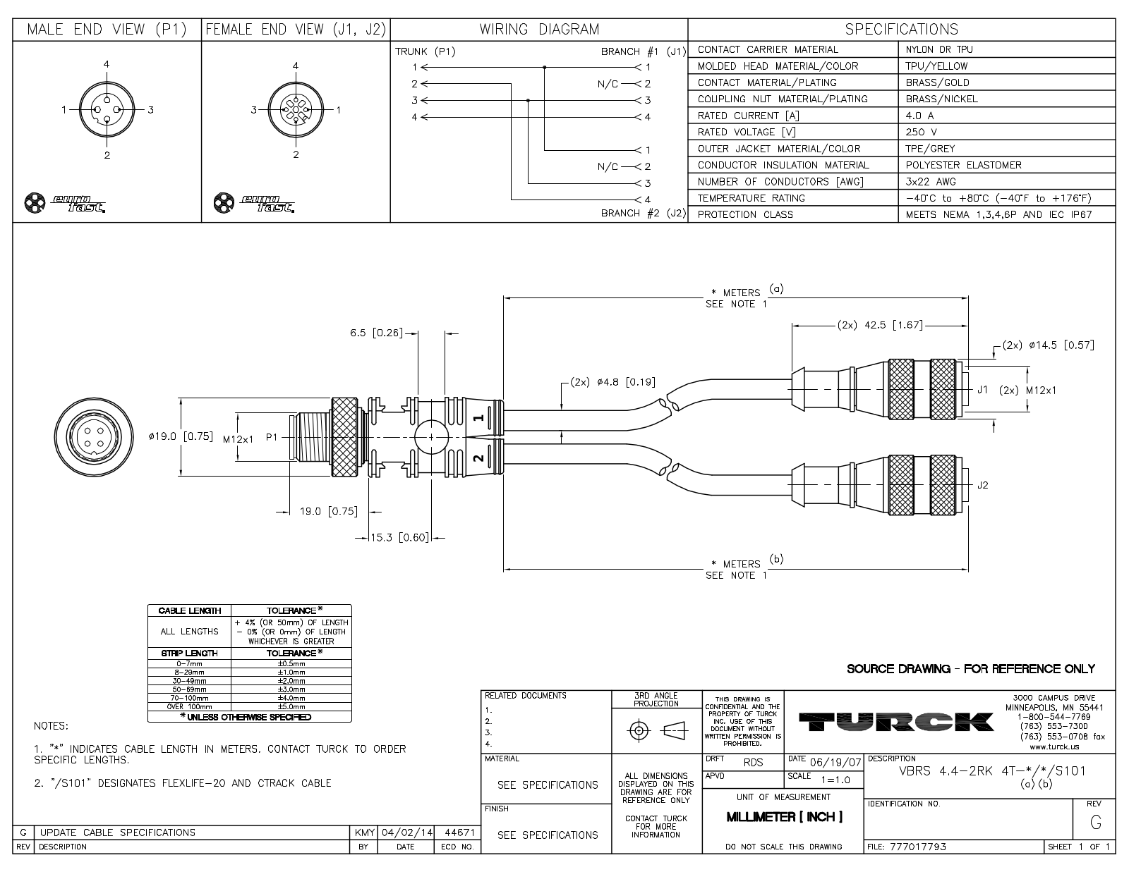 Turck VBRS4.4-2RK4T-0.3/0.3S101 Specification Sheet