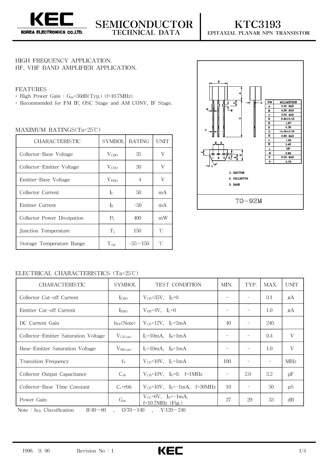 KEC KTC3193 Datasheet